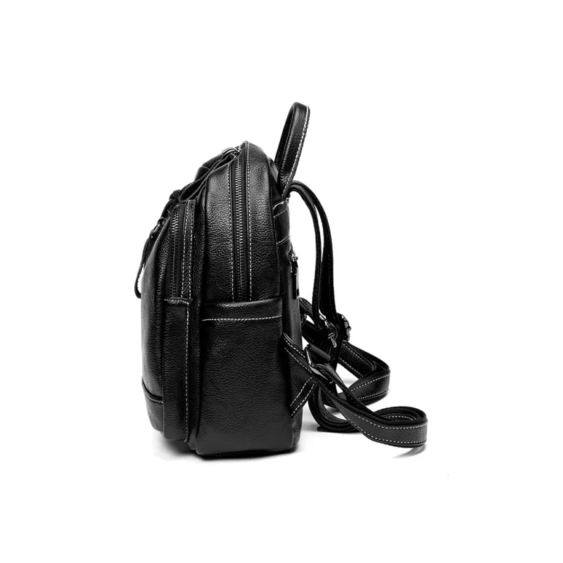 VANDEE Microfiber With Cow Leather Backpack Travel Bag Trumpets Women's Black-1