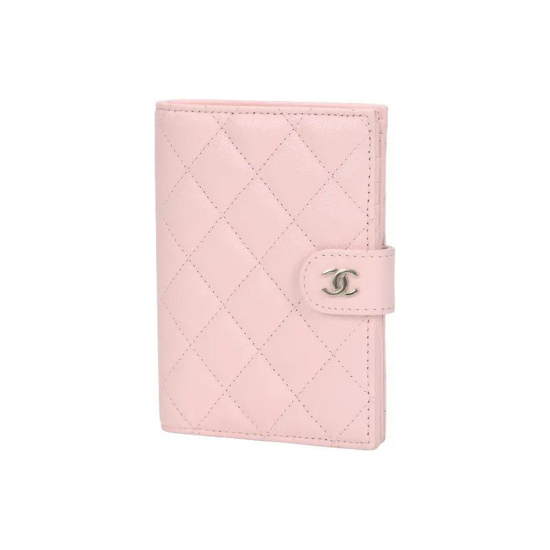 CHANEL Litchi Cow Leather Passport Holder Regular Women's Pink-1