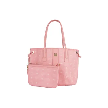 MCM Liz Visetos Artificial Leather Combo Bag, Tote Bag, Shopping Bag, Handbag, Shoulder Bag Trumpets Women's Pink