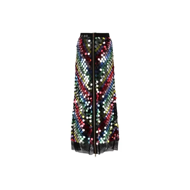 GUCCI Sequin Embroidered Midi Skirt Black-1