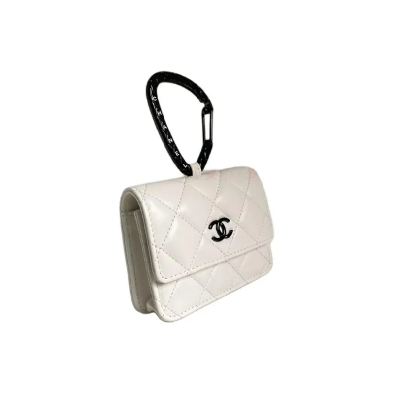CHANEL 21K Winter Sheepskin Coin Purse, Card Holder Mini Women's White-1