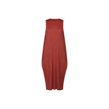 PLEATS PLEASE ISSEY MIYAKE Sleeveless Dress Women's Dark Red