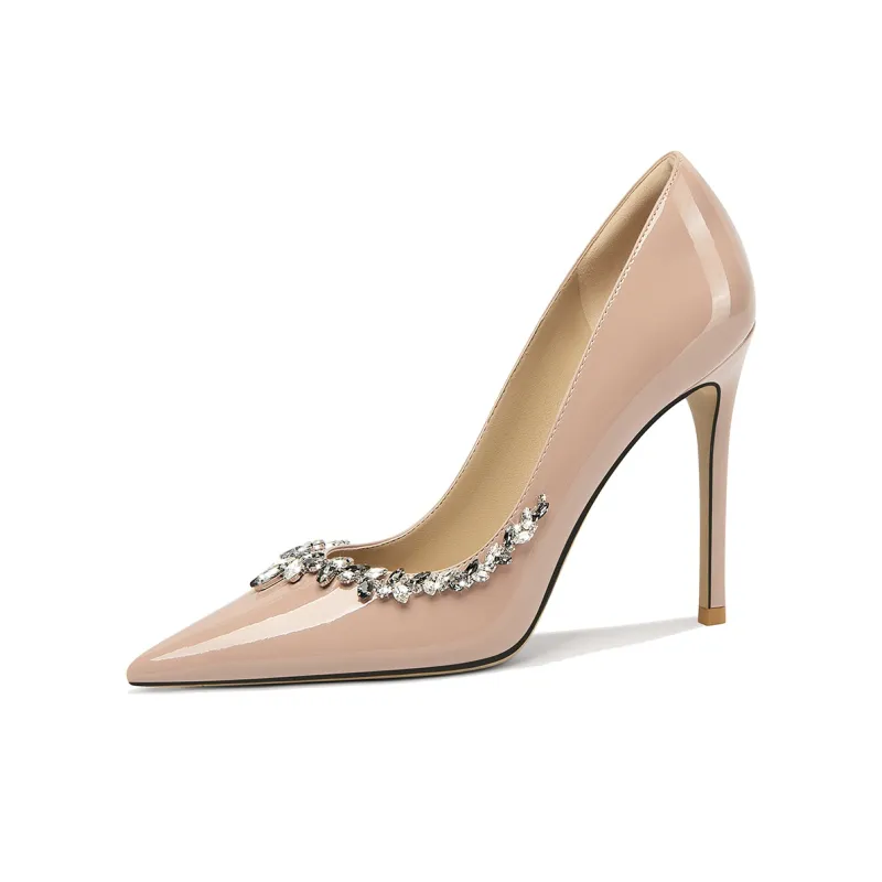 Lily Wei Clear Soughing Slim Heel High Heels Women's Nude Pink-0