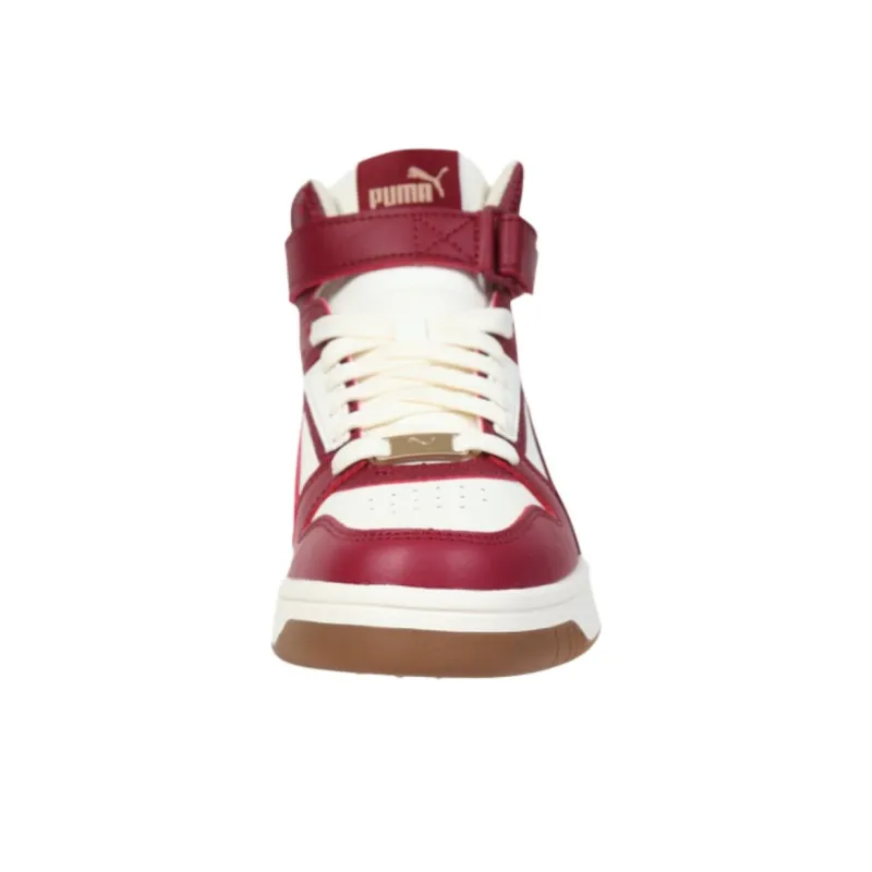 PUMA Rebound Joy Anti Slip Wear Resistant High Top Skateboard Shoes Unisex Red White-3