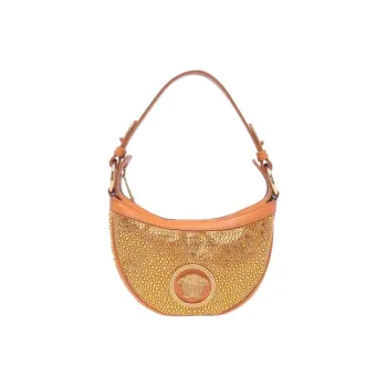 VERSACE Crystal Hobo Bag Handbag Mini Women's Orange