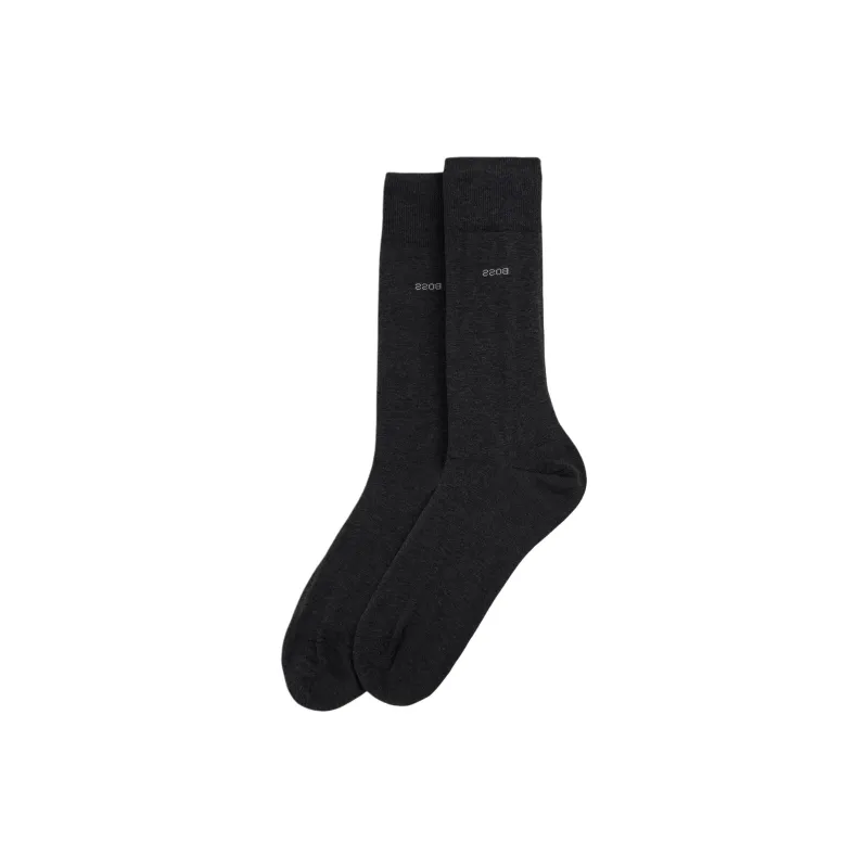 HUGO BOSS Knee High Socks Men's 2 Pack Dark Gray-0