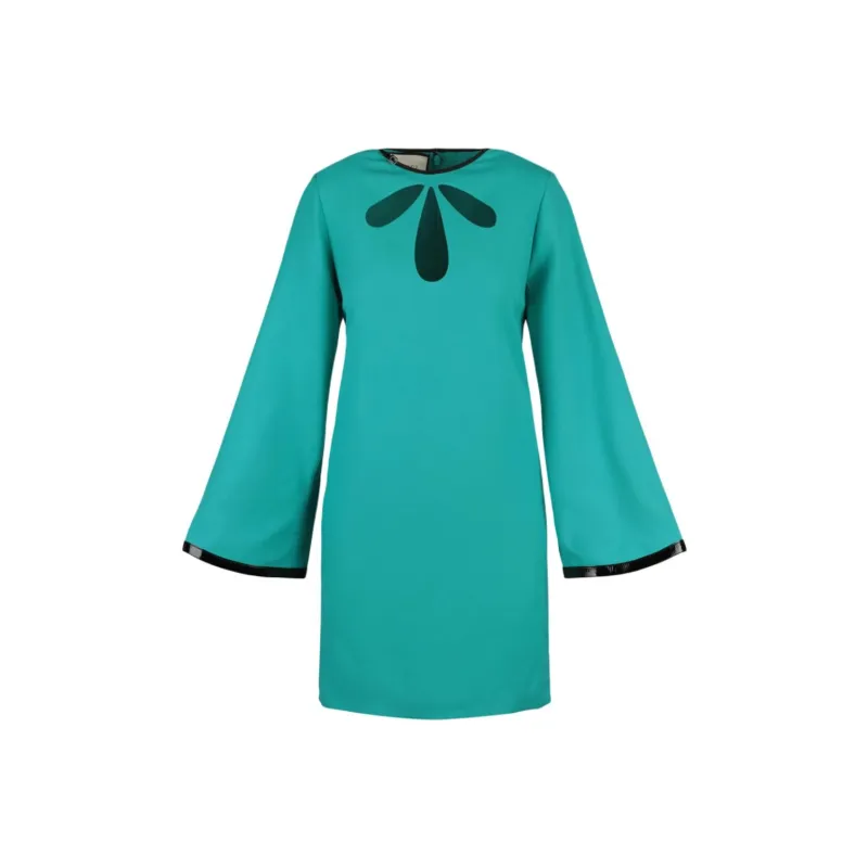 GUCCI Cutout Long Sleeve Shift Dress Blue-0