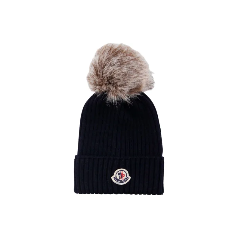 Moncler Fox Fur Beanies Women's Black-0