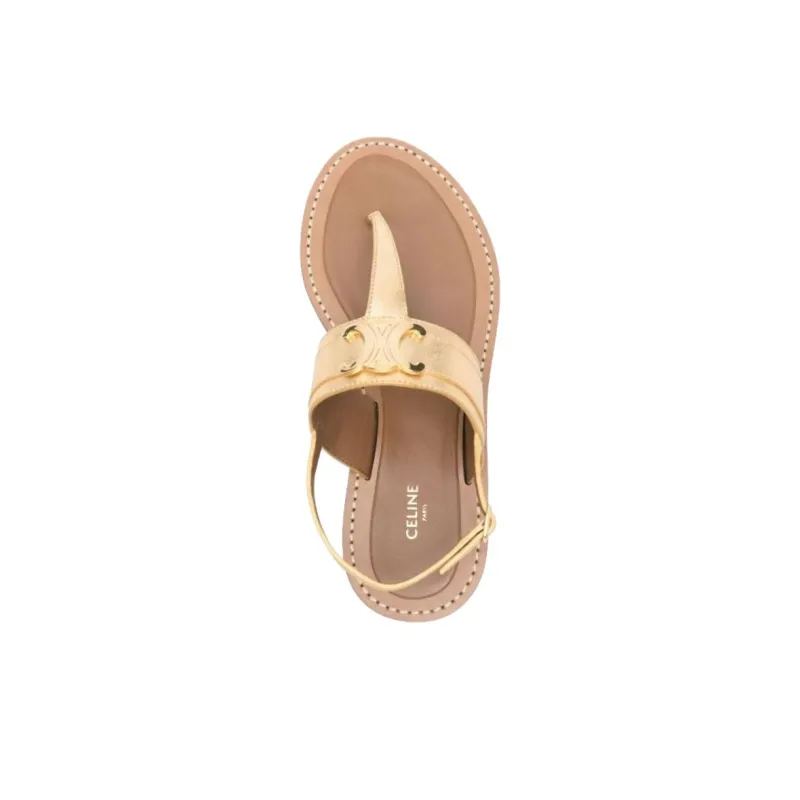 CELINE One Strap Sandals Women's Gold-4