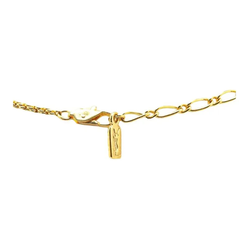 SAINT LAURENT 20th Century Plated Heart Pendant Necklace Costume Necklace-2