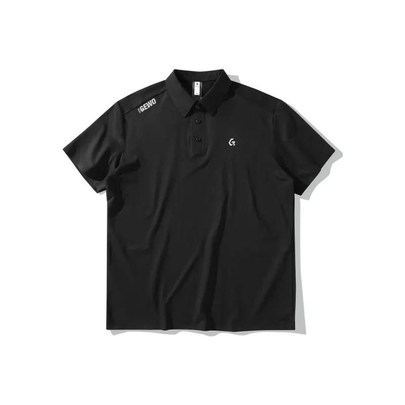 GEWO Jewel Basic Logo Print Seamless Rubber Lapel Short Sleeved Casual Versatile Polo Shirt Unisex-0