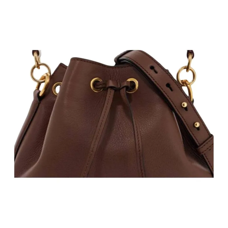 BALLY Cow Leather Bucket Bag, Crossbody Handbag Women's Brown-2