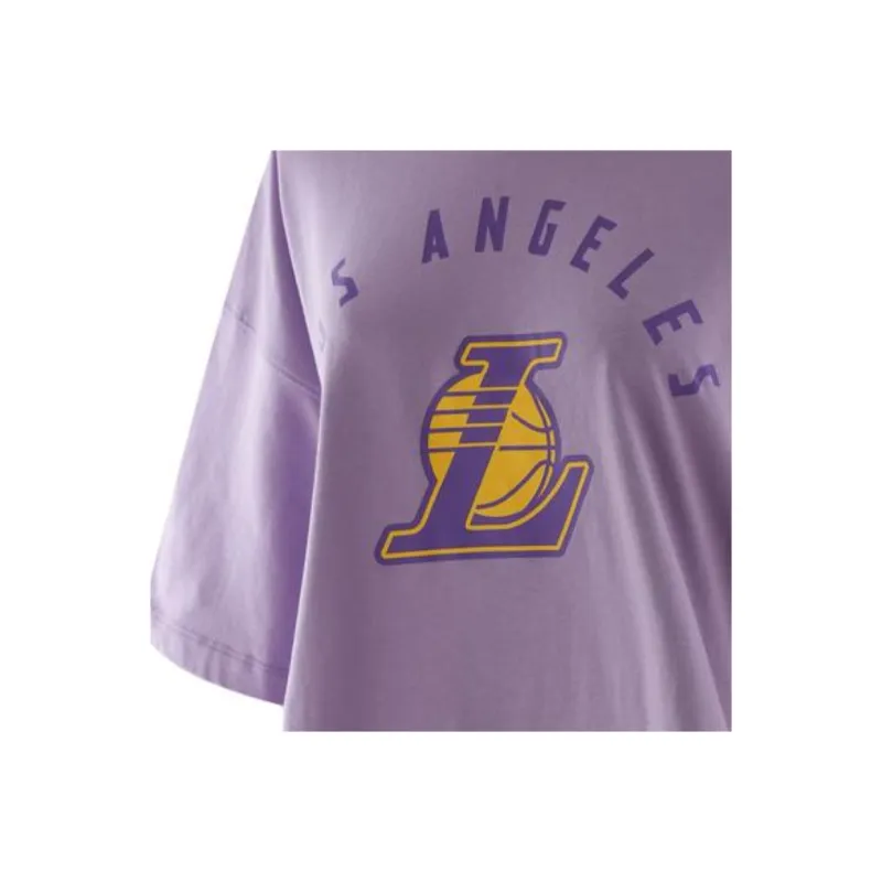 NBA Lakers Team Drop Shoulder Sleeve T Shirt Women's Purple-2