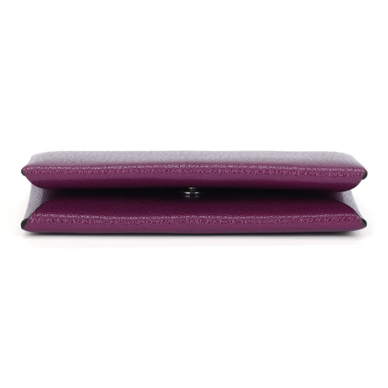 HERMES Chamkila Goat Skin Handheld Card Holder Women's Silver Lotus Purple-3