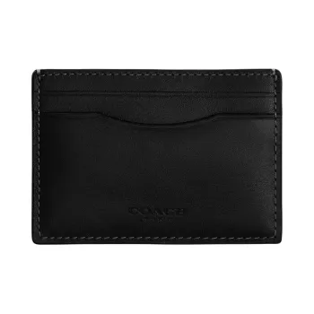 COACH Money Clip Natural Grain Leather Card Holder Mini Men's Black