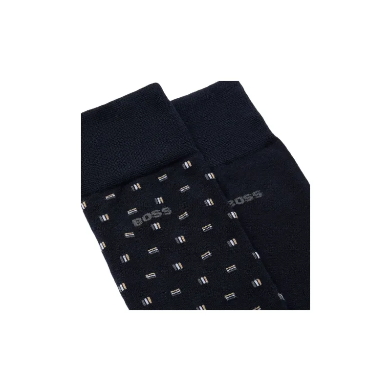 HUGO BOSS Mid Calf Socks Men's 2 Pack Dark Blue-1