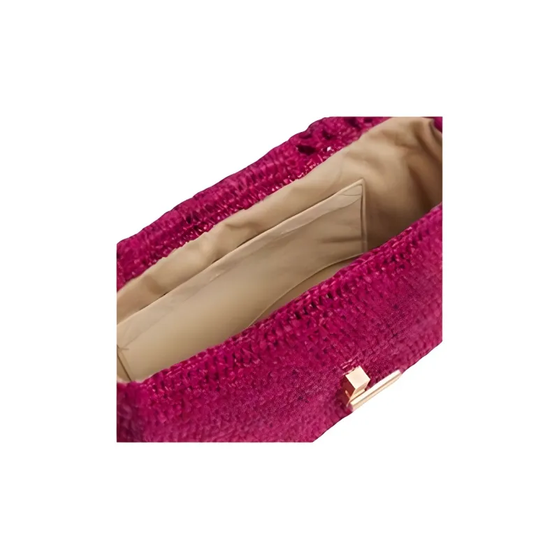 Vanessa Bruno Straw Woven Shoulder Bag Mini Women's Rose Red-4