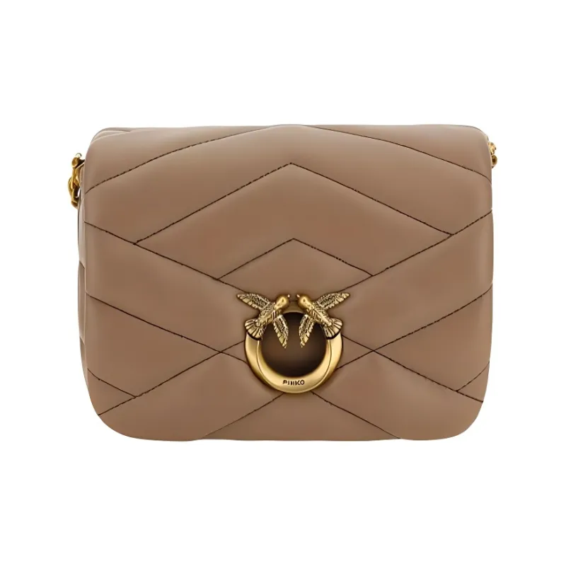PINKO Leather Shoulder Bag Women's Light Brown-0