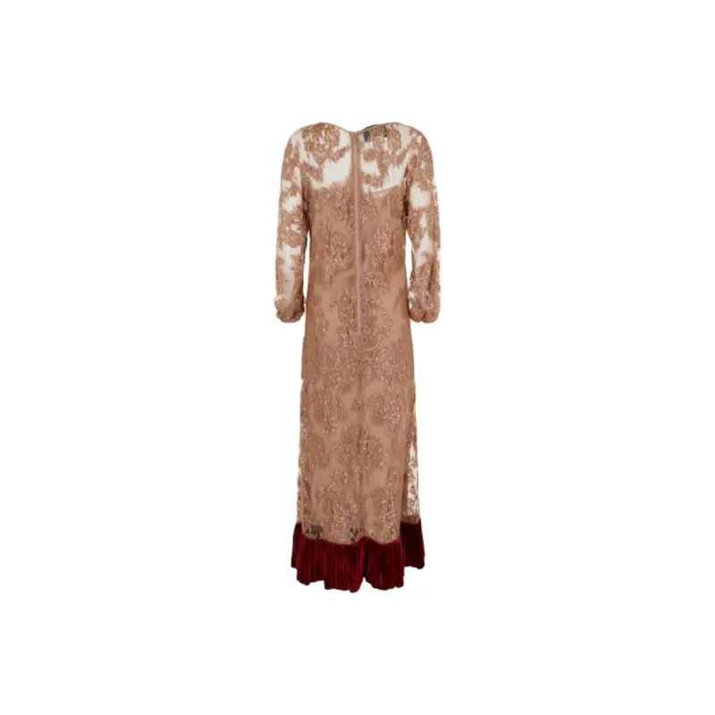 GUCCI Floral Lace Dress Brown Multi-1