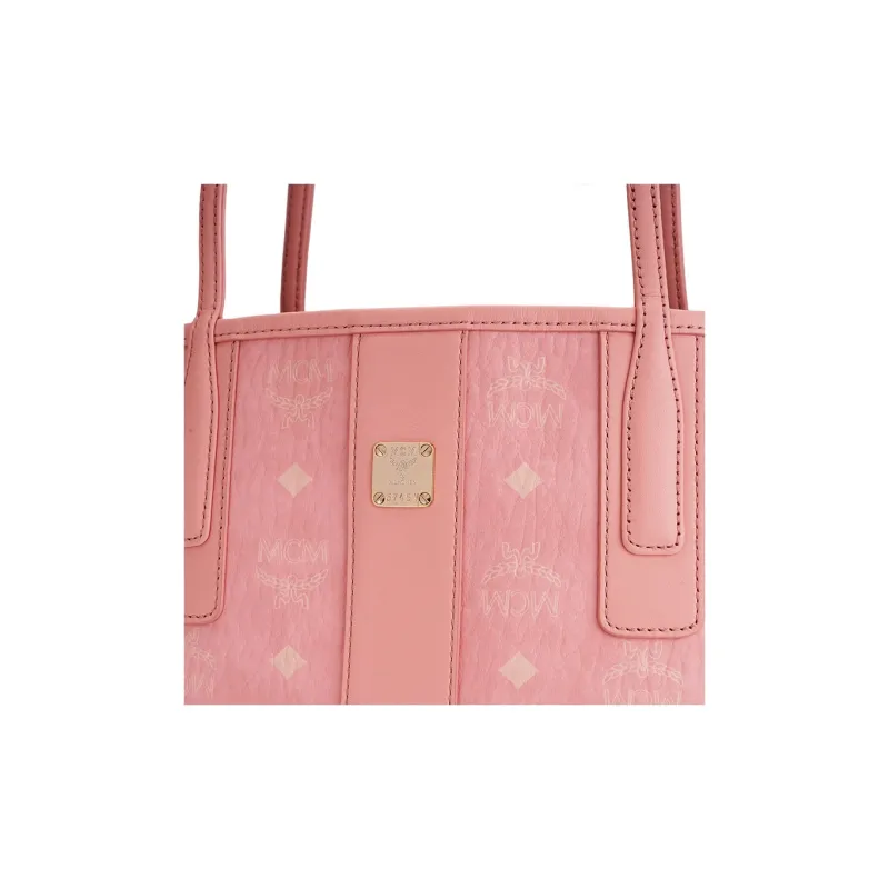 MCM Liz Visetos Artificial Leather Combo Bag, Tote Bag, Shopping Bag, Handbag, Shoulder Bag Trumpets Women's Pink-4