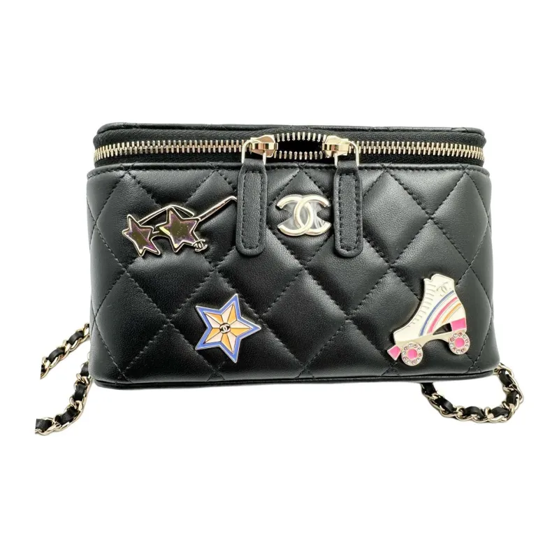 CHANEL Sheepskin Crossbody Bags Trumpets Women's Black-0