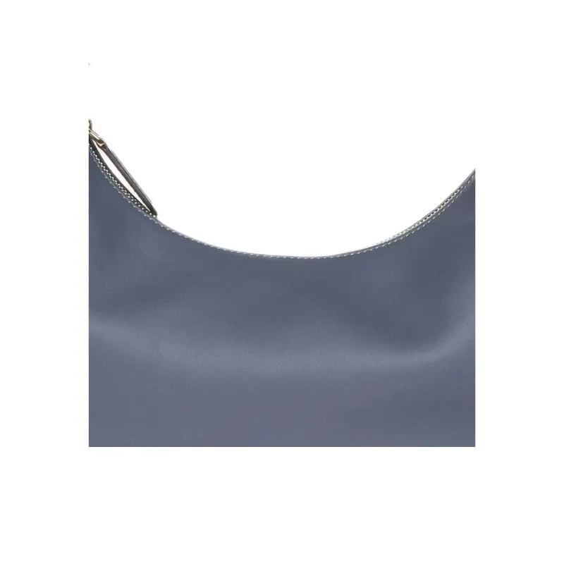 FENDI Fendigraphy Calfskin Hobo Bag, One Shoulder Handbag Trumpets Women's Blue-4