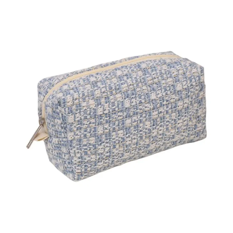 ZHIYIN Refreshing Plaid Skincare Product Storage Bag Large Capacity Portable Make up Tools-5