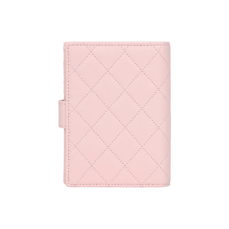 CHANEL Litchi Cow Leather Passport Holder Regular Women's Pink-2