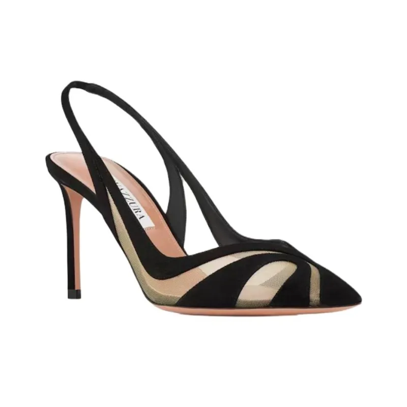 AQUAZZURA Lune Sling Slim Heel High Heels 8.5cm Women's Black-2