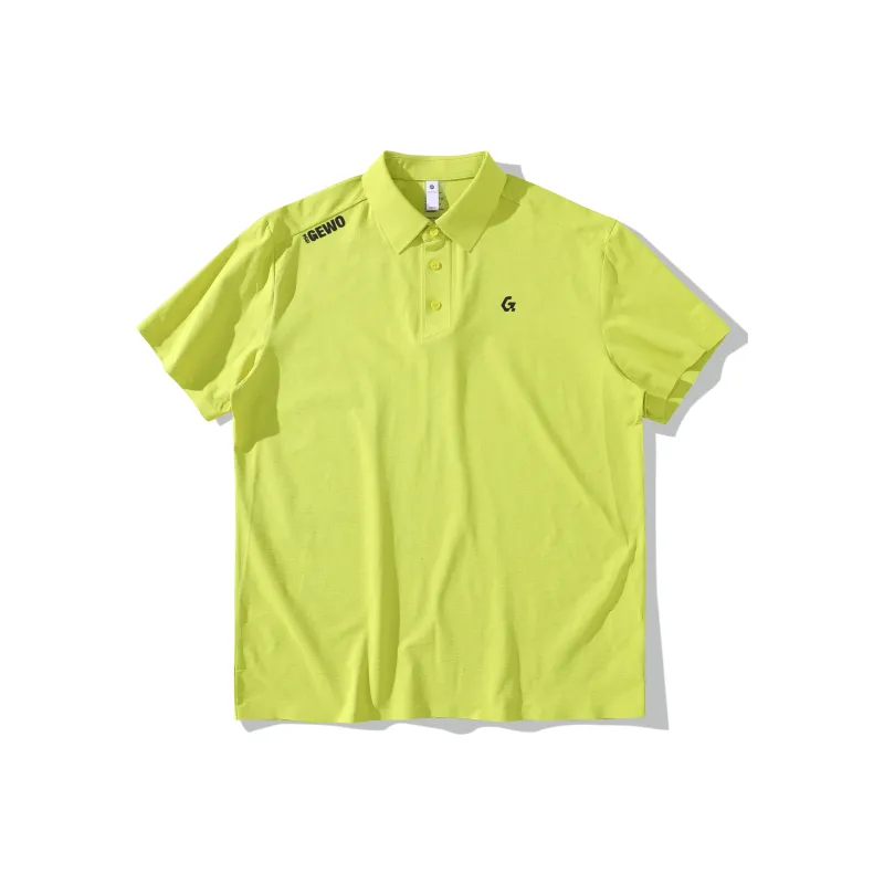 GEWO Jewel Basic Logo Print Seamless Rubber Lapel Short Sleeved Casual Versatile Polo Shirt Unisex-8