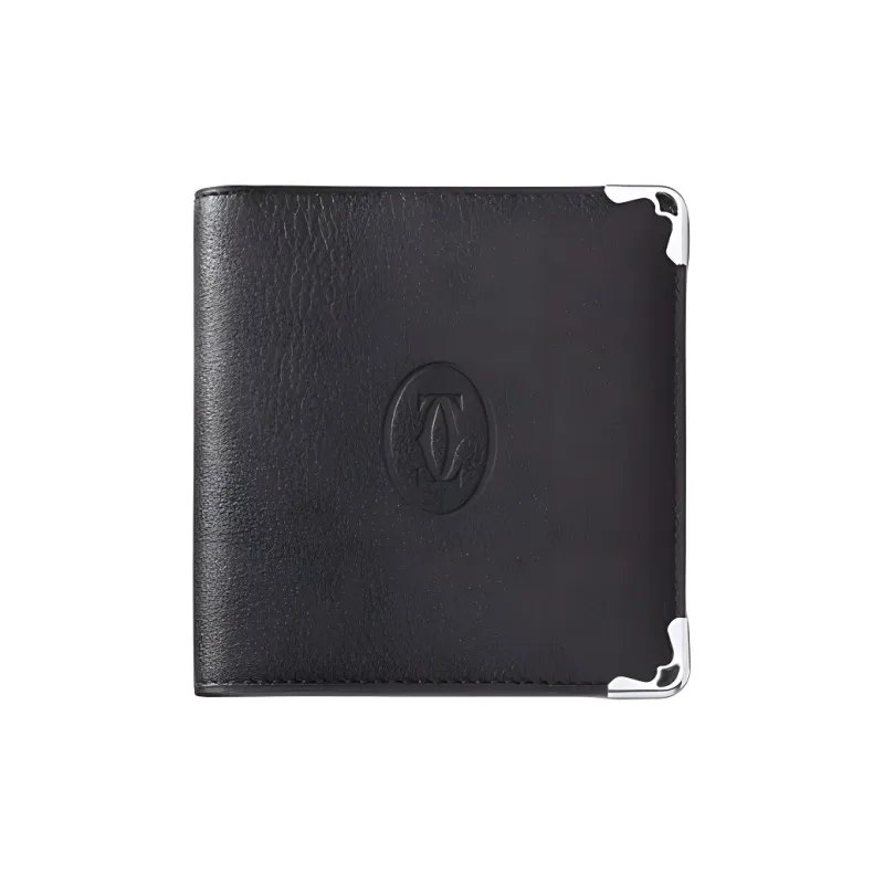 CARTIER Cow Leather Wallets Card Holders Men's Black-0