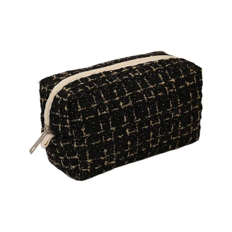 ZHIYIN Refreshing Plaid Skincare Product Storage Bag Large Capacity Portable Make up Tools-10