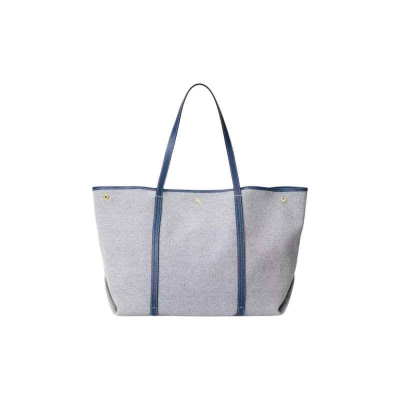 Ralph Lauren Emerie Cotton Tote Bag, Shopping Bag, Shoulder Bag Tubas Women's Natural & Blue-1
