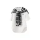 White T-Shirt+Black and White Shawl