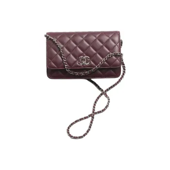 CHANEL Leather Crossbody Bags Women's Dark Red