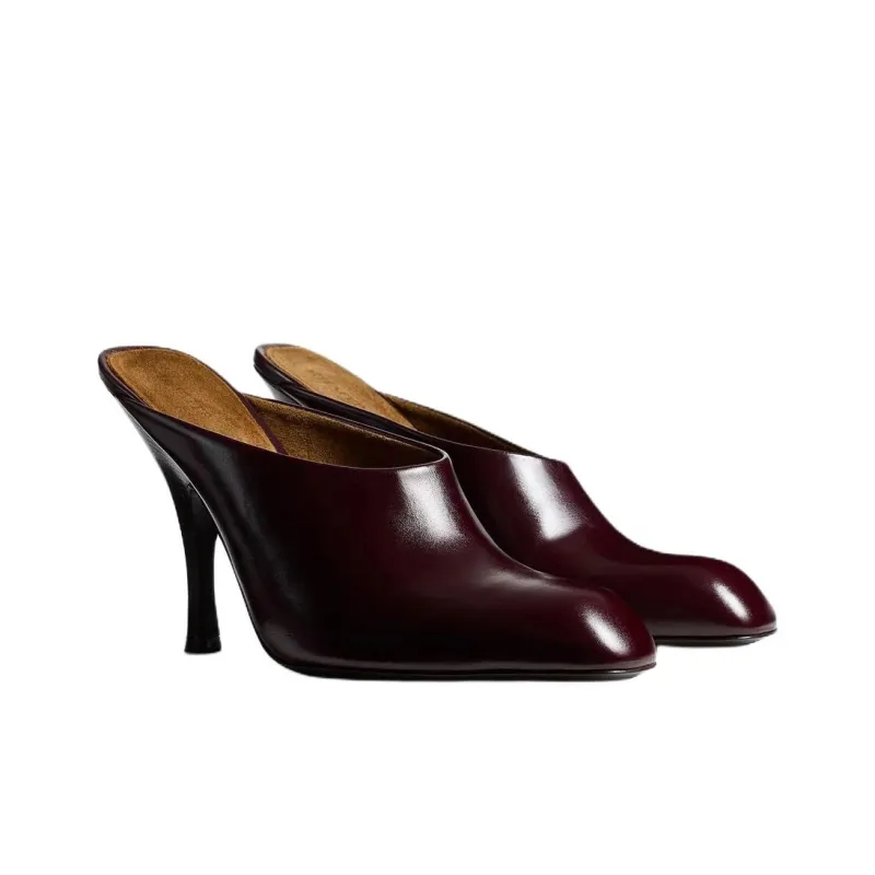 KHAITE Closed Toe Slippers Women's Burgundy-2