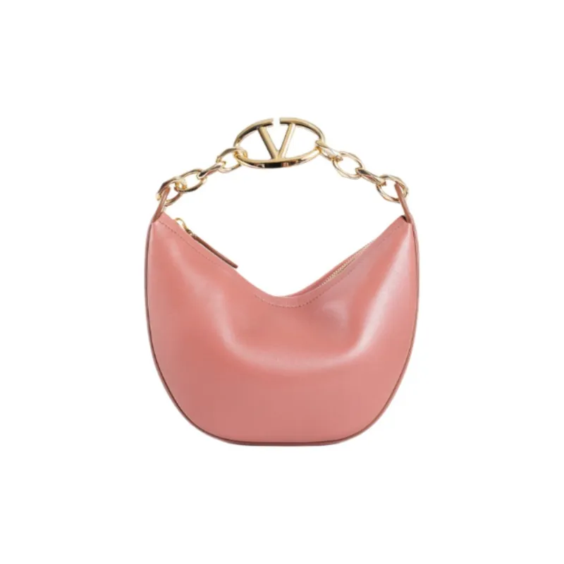 Valentino Vlogo Moon Soft Sheepskin Hobo Bag, Crossbody One Shoulder Handbag Women's Nude Pink-3