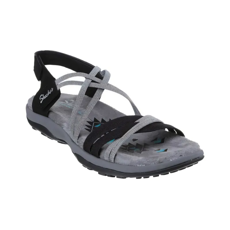 Skechers Reggae Slim One Strap Sandals Women's Black Gray-2