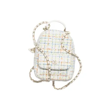 CHANEL Wool Backpack Mini Women's White Multicolor