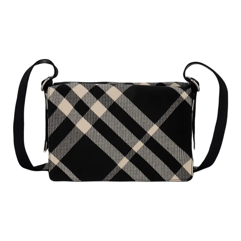 Burberry Trench Polyester Crossbody Bags Men's Black & Calico-0