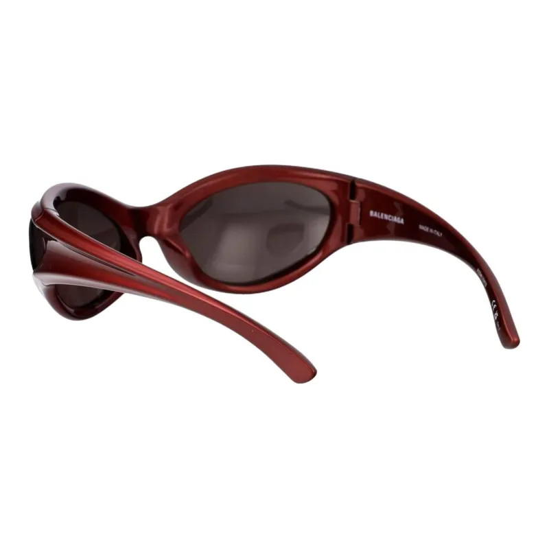 Balenciaga Acetate Metal Irregular Shape Sunglasses Women's Burgundy-3