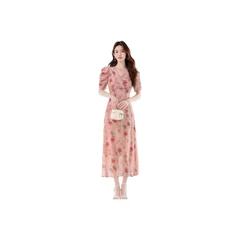 Flowers In Water Summer Short Sleeved Dress Women's