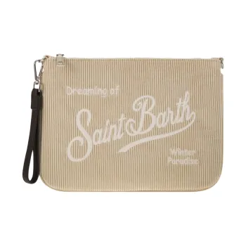 MC2 SAINT BARTHELEMY Corduroy One Shoulder Crossbody Clutch Unisex Beige