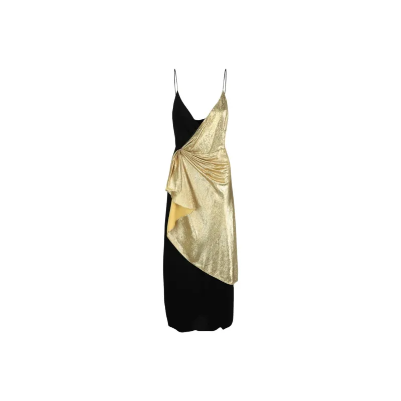GUCCI Asymmetric Silk Dress Black Gold-0