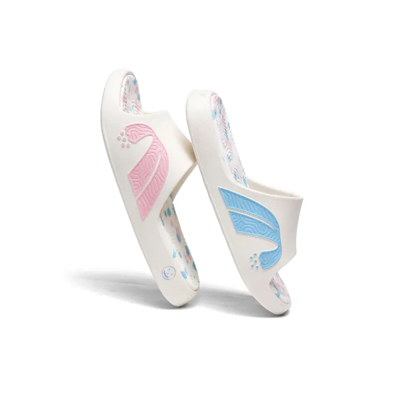 DUANGOU Quiet Slip Resistant Abrasion Resistant Slide Slippers Unisex Two Tone Ice Cream-5