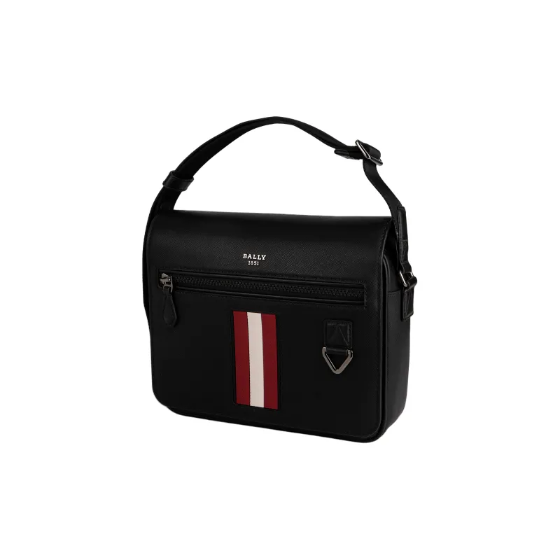 BALLY Leather Shoulder Bag, Crossbody Bag Men's Black-1