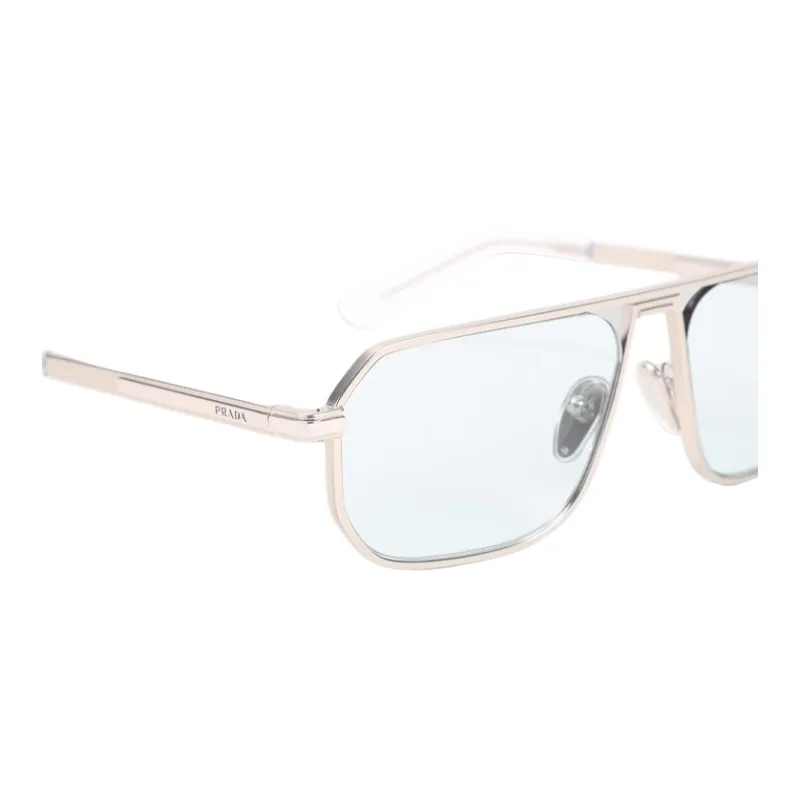 PRADA Metal Acetate Irregular Shape Sunglasses Men's Silver-2