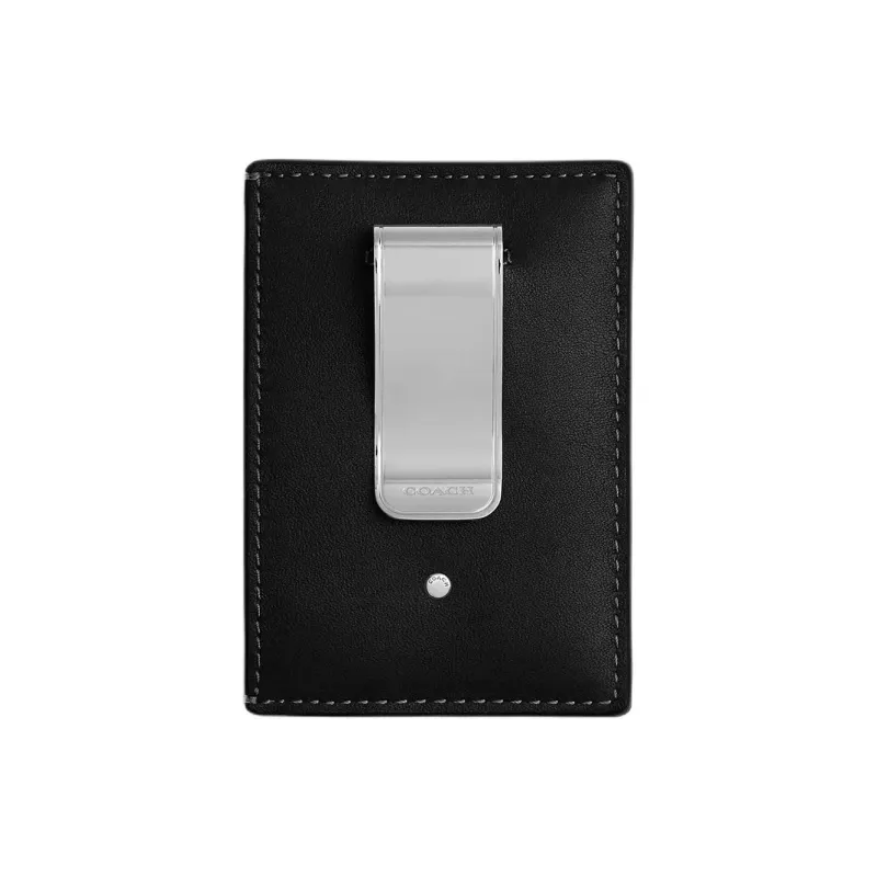 COACH Money Clip Leather Card Holder Mini Men's Black-1