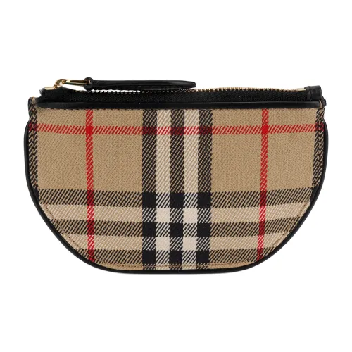 Burberry Olympia Cotton With Calfskin Crescent Bag Clutch Wallet Storage Bag Wallet Coin Purse Unisex Khaki