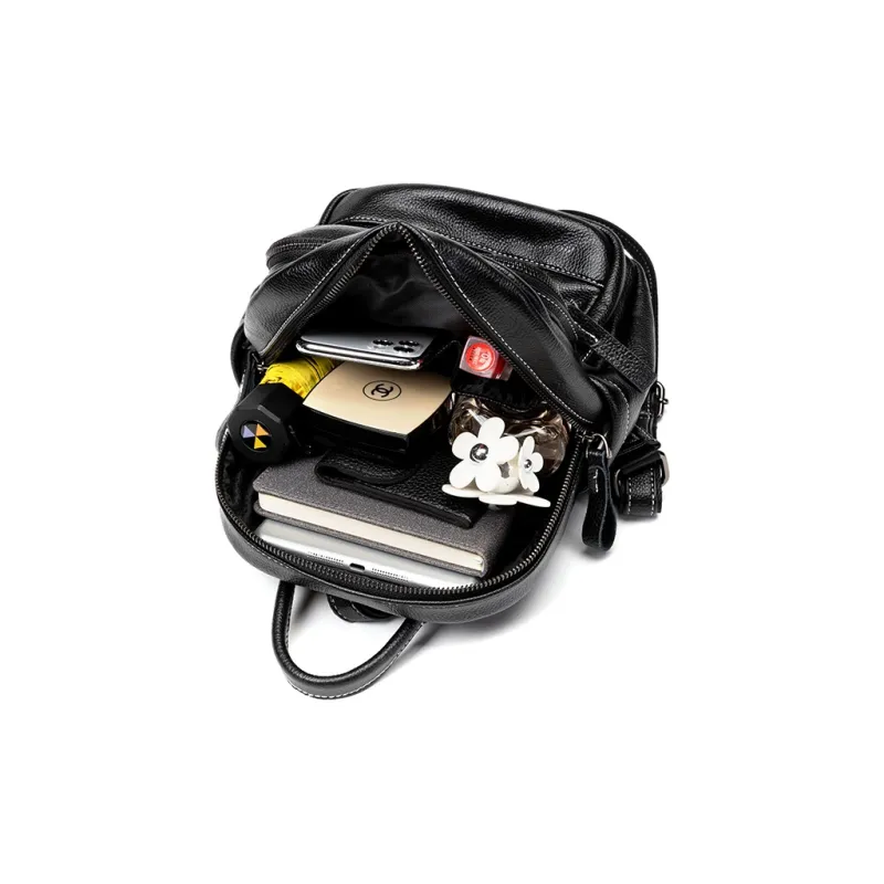 VANDEE Microfiber With Cow Leather Backpack Travel Bag Trumpets Women's Black-3